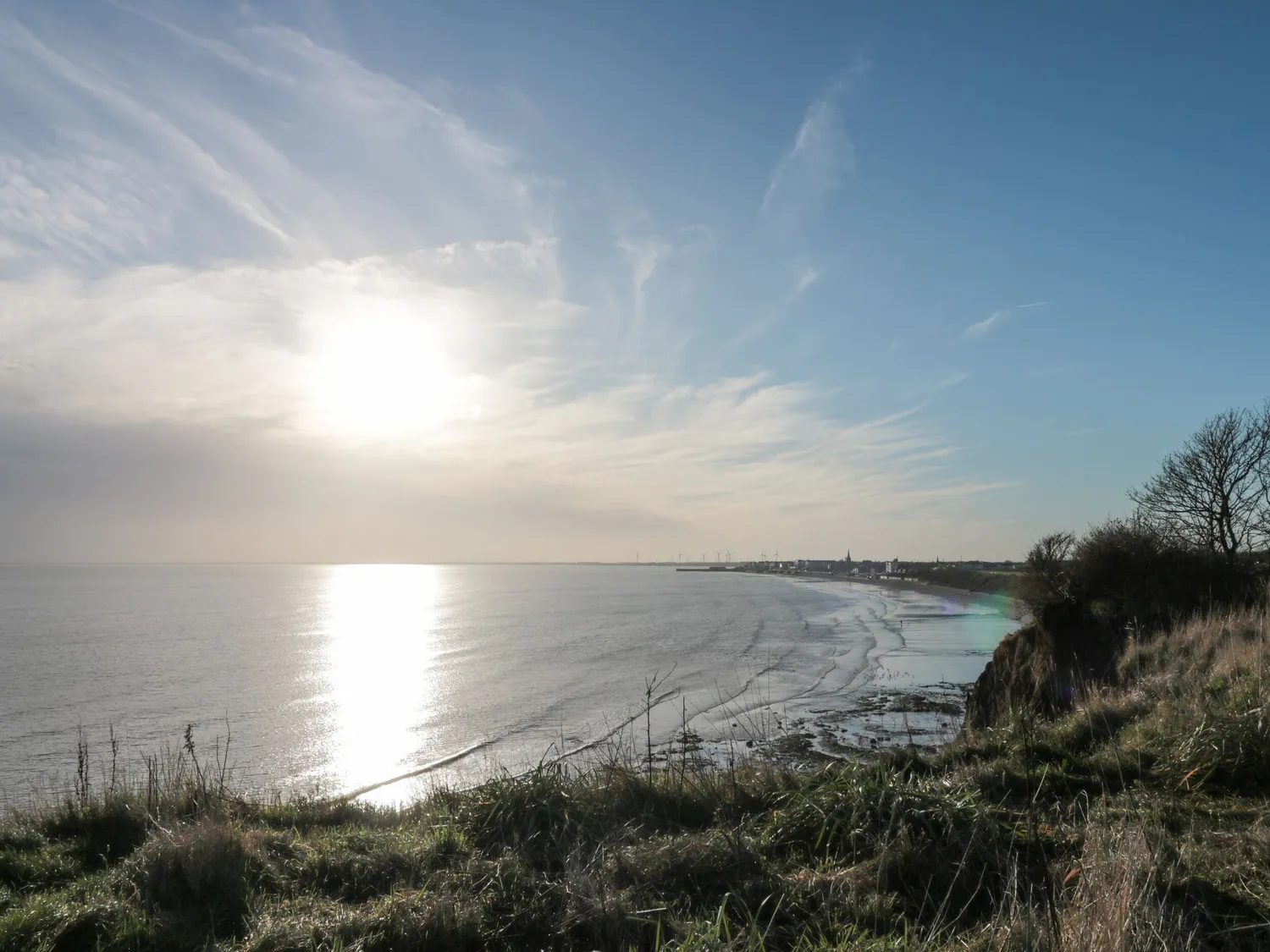 Sunlight on the sea along the coast near Barmston