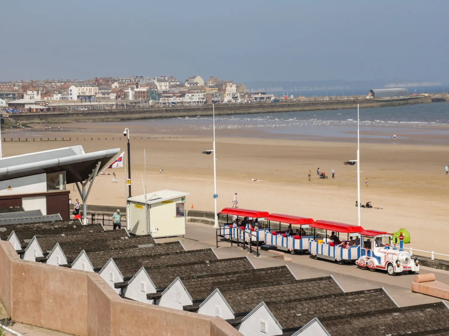 Bridlington beach and promenade with the land train